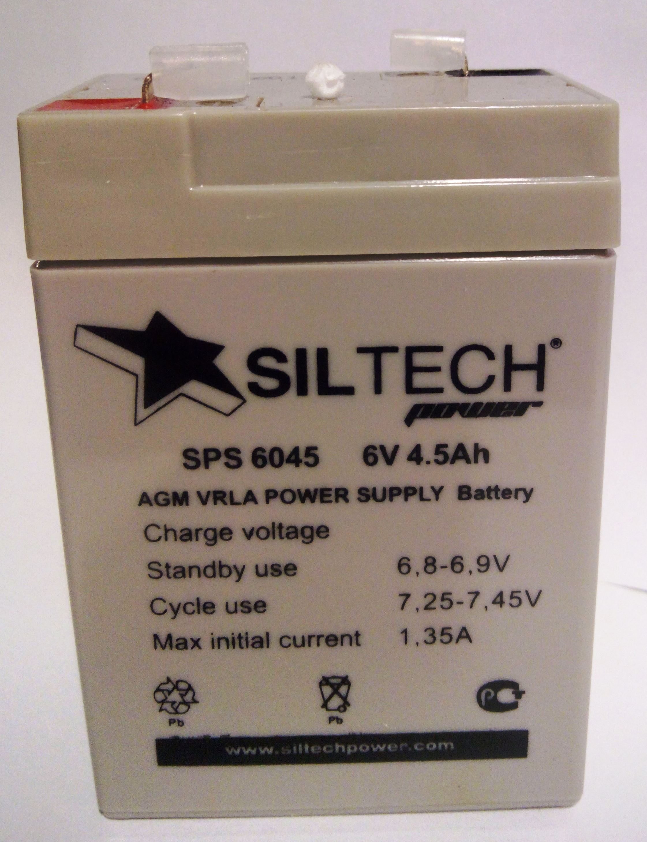 Аккумулятор SILTECH SPS 6045 (6V-4,5A) 70х48х100 (уп.20шт)
